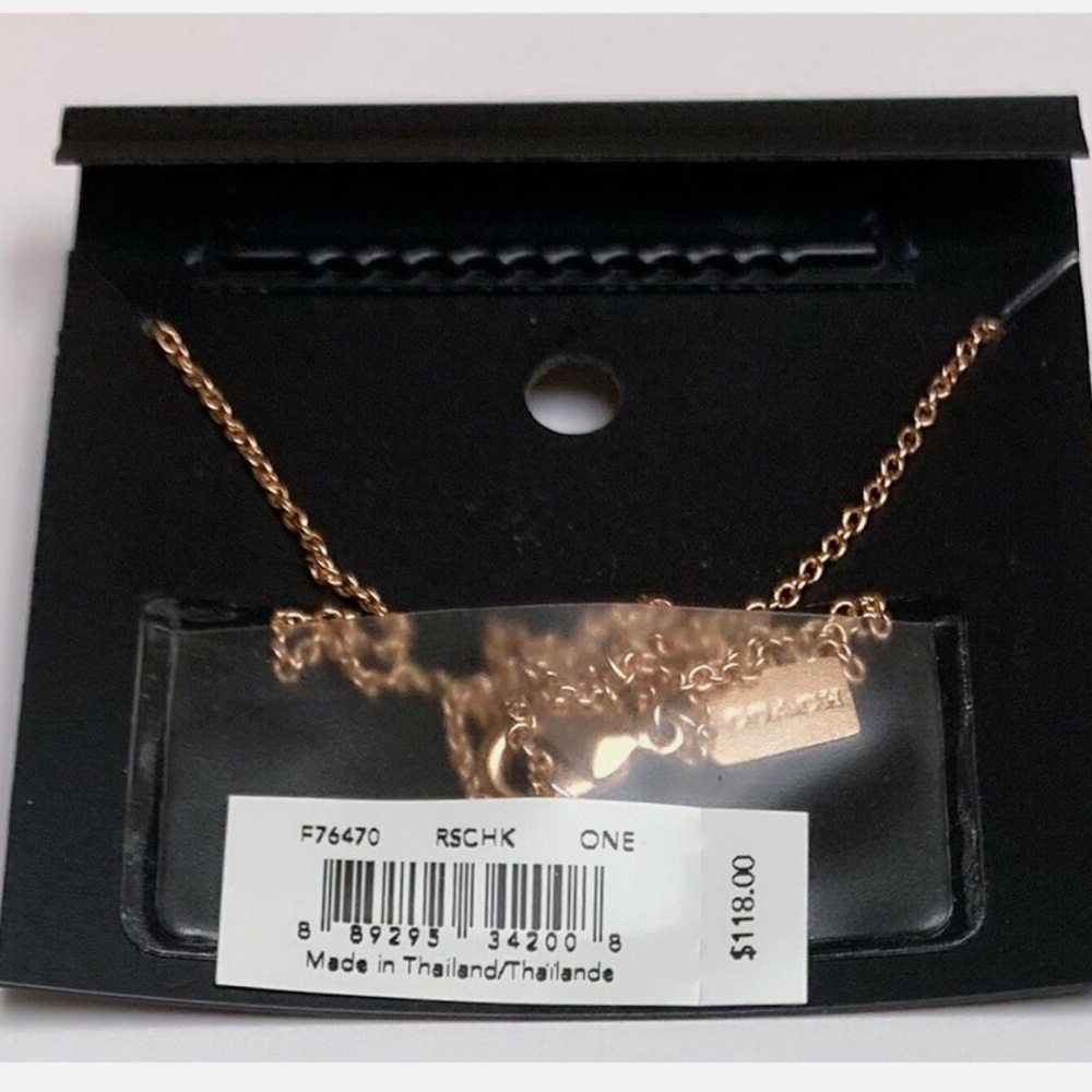 Coach | Bar Logo Necklace | Rose Gold 16”-18” NWT - Picture 5 of 5
